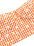 3PCS Orange 1950s Daisy Plaids Top & Skirt