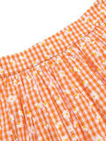 3PCS Orange 1950s Daisy Plaids Top & Skirt