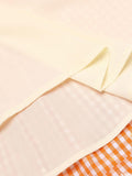 3PCS Orange 1950s Daisy Plaids Top & Skirt
