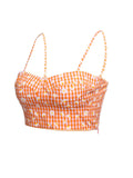 3PCS Orange 1950s Daisy Plaids Top & Skirt