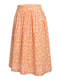 3PCS Orange 1950s Daisy Plaids Top & Skirt