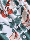 Green 1950s Floral Belted Swing Dress
