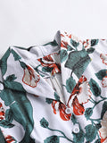 Green 1950s Floral Belted Swing Dress