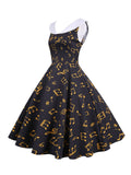 1950s Black Music Notes Swing Dress