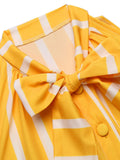 Wine Red 1950s Stripes Bow Swing Dress