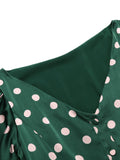 Emerald 1960s Polka Dot Fishtail Dress