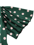 Emerald 1960s Polka Dot Fishtail Dress