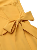 Yellow 1950s Halter Lace-Up Jumpsuit