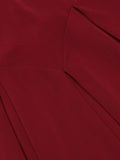 Wine Red 1950s Lace Solid Swing Dress