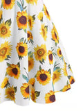 1950s Sunflowers Criss Cross Swing Dress