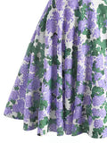 Purple Spaghetti Strap Floral Cute Dress