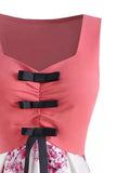 Pink Sweetheart Neck Floral Casual Dress