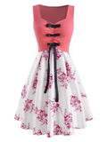 Pink Sweetheart Neck Floral Casual Dress