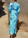 Tie Dye Split Lace-Up Cover Up