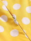 Yellow 1950s Polka Dot Straps Swing Dress