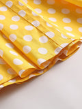 Yellow 1950s Polka Dot Straps Swing Dress