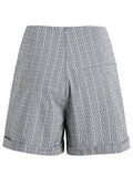 Retro Gray Plaids Button Shorts