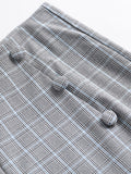 Retro Gray Plaids Button Shorts