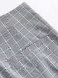 Retro Gray Plaids Button Shorts