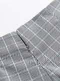 Retro Gray Plaids Button Shorts