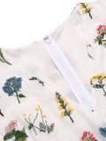[US Warehouse] Blue 1950s Embroidery Pockets Swing Dress