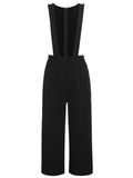 Black 1940s Solid Suspender Pants
