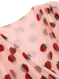 [US Warehouse] Pink 1950s Lace Strawberry Swing Dress