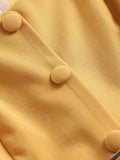 Yellow 1950s Buttoned Belted Swing Dress