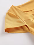 Yellow 1950s Buttoned Belted Swing Dress