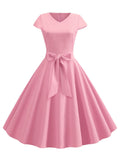 1950s Solid Butterfly Sweetheart Swing Dress