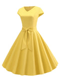 1950s Solid Butterfly Sweetheart Swing Dress