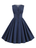 1950s Polka Dot Buttons Dress