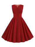 1950s Polka Dot Buttons Dress