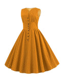 1950s Polka Dot Buttons Dress
