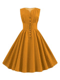 1950s Polka Dot Buttons Dress