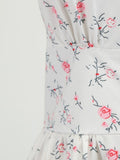 1950s Floral Buttons Swing Dress