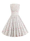 1950s Floral Buttons Swing Dress