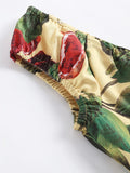 Multicolor 1950s Fig Fruits Swing Dress