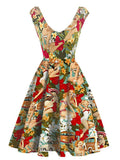 Multicolor 1950s Retro Lady Swing Dress