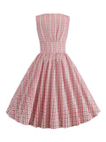 1950s Stripes Buttons Swing Dress