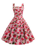 1950s Strawberry Spaghetti Strap Dress