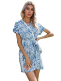 Blue Knot Side Wrap A-line Dress