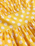 Yellow 1950s Dots Pockets Swing Dress