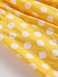 Yellow 1950s Dots Pockets Swing Dress