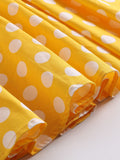 Yellow 1950s Dots Pockets Swing Dress