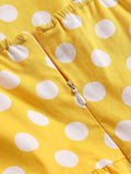 Yellow 1950s Dots Pockets Swing Dress
