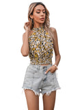 Floral Cut-Out Halter Top