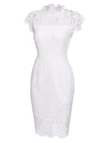 1960s Floral Lace Solid Pencil Dress