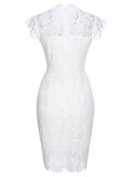 1960s Floral Lace Solid Pencil Dress