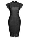 1960s Floral Lace Solid Pencil Dress